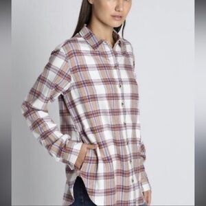 Jachs Flannel Girlfriend Fit Pockets Brown Purple Sz M